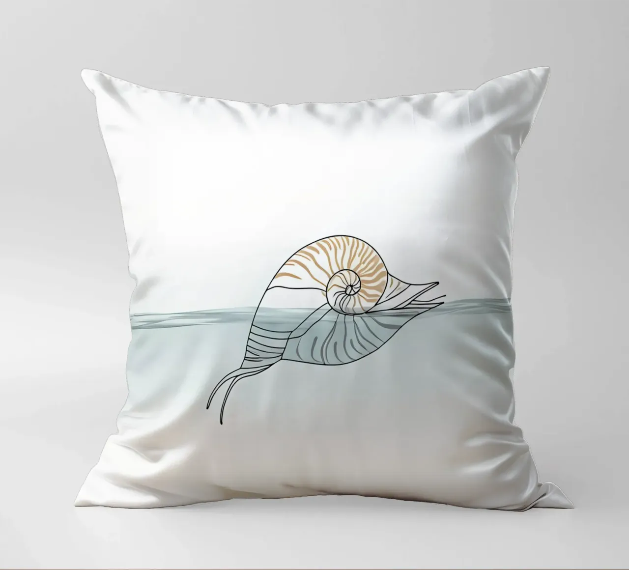 Seashell Minimalist Line Art decorative cushion by Viv Line Art