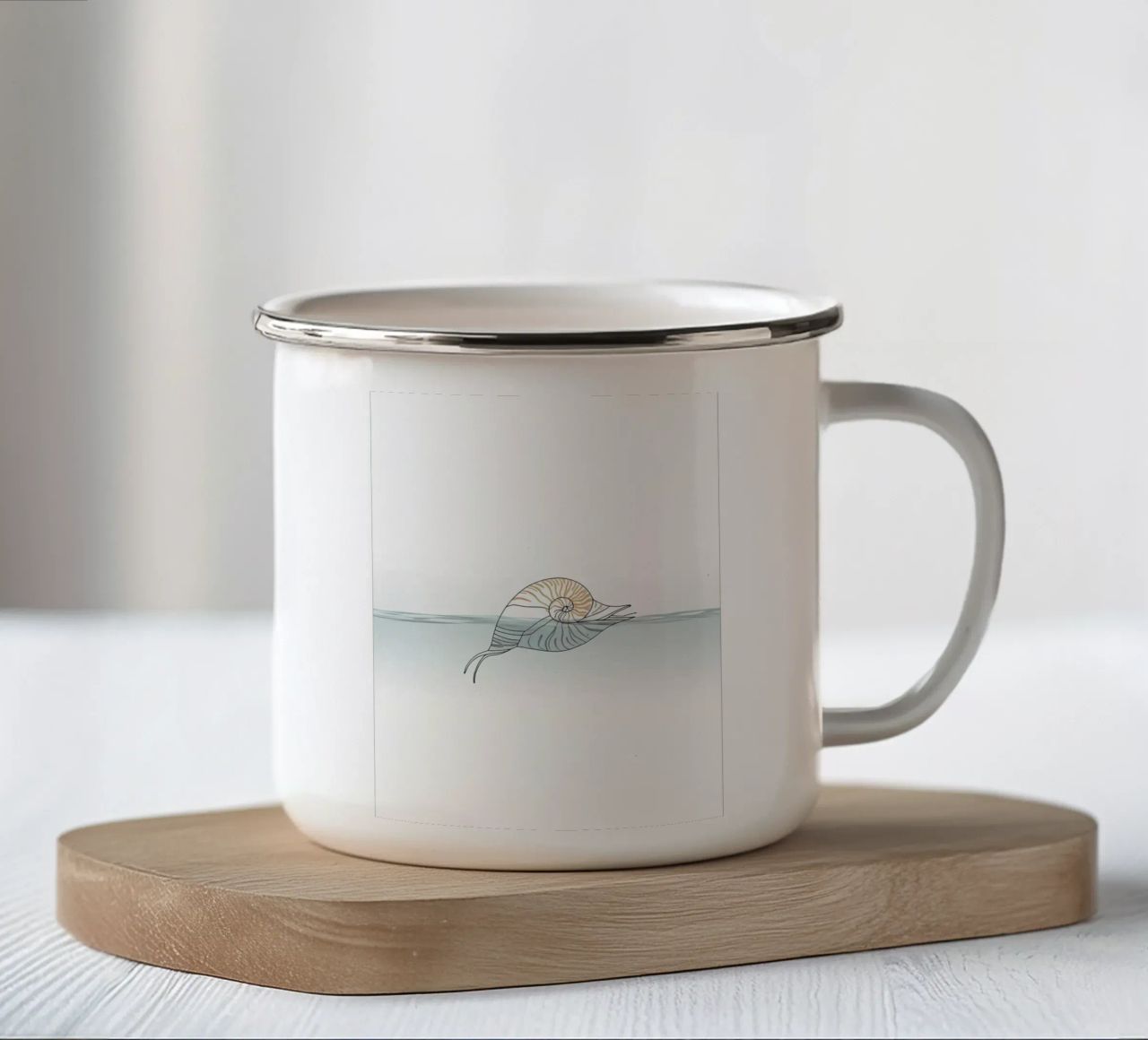 Conchiglia Line Art minimalista tazza in smalto da Viv Line Art