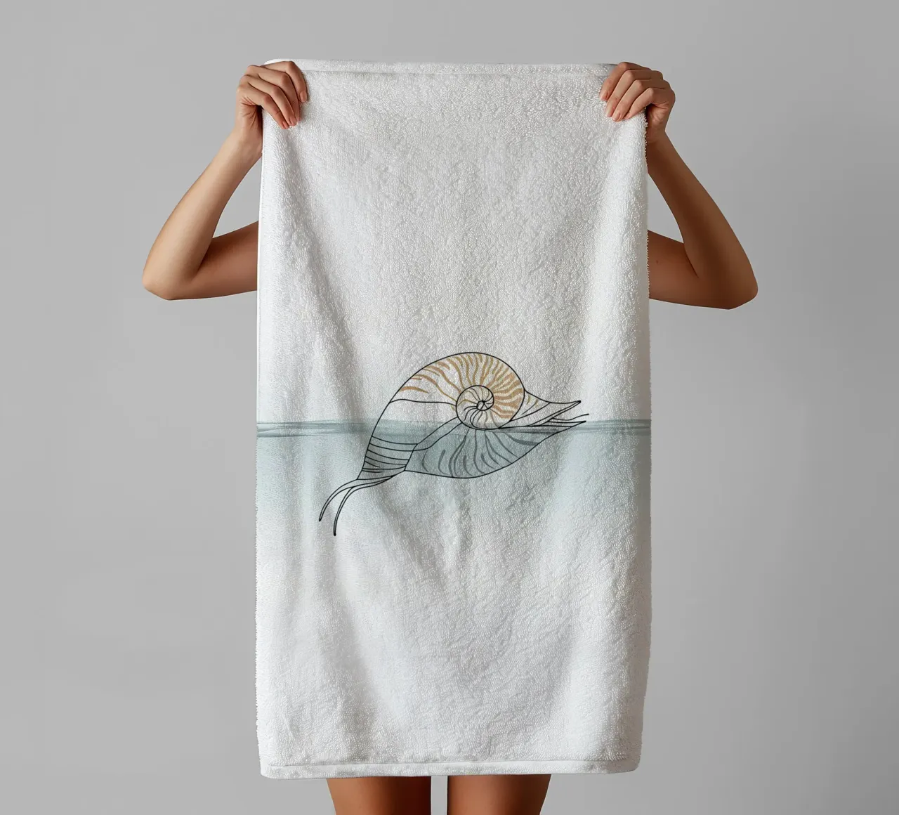 Seashell Minimalist Line Art towel by Viv Line Art