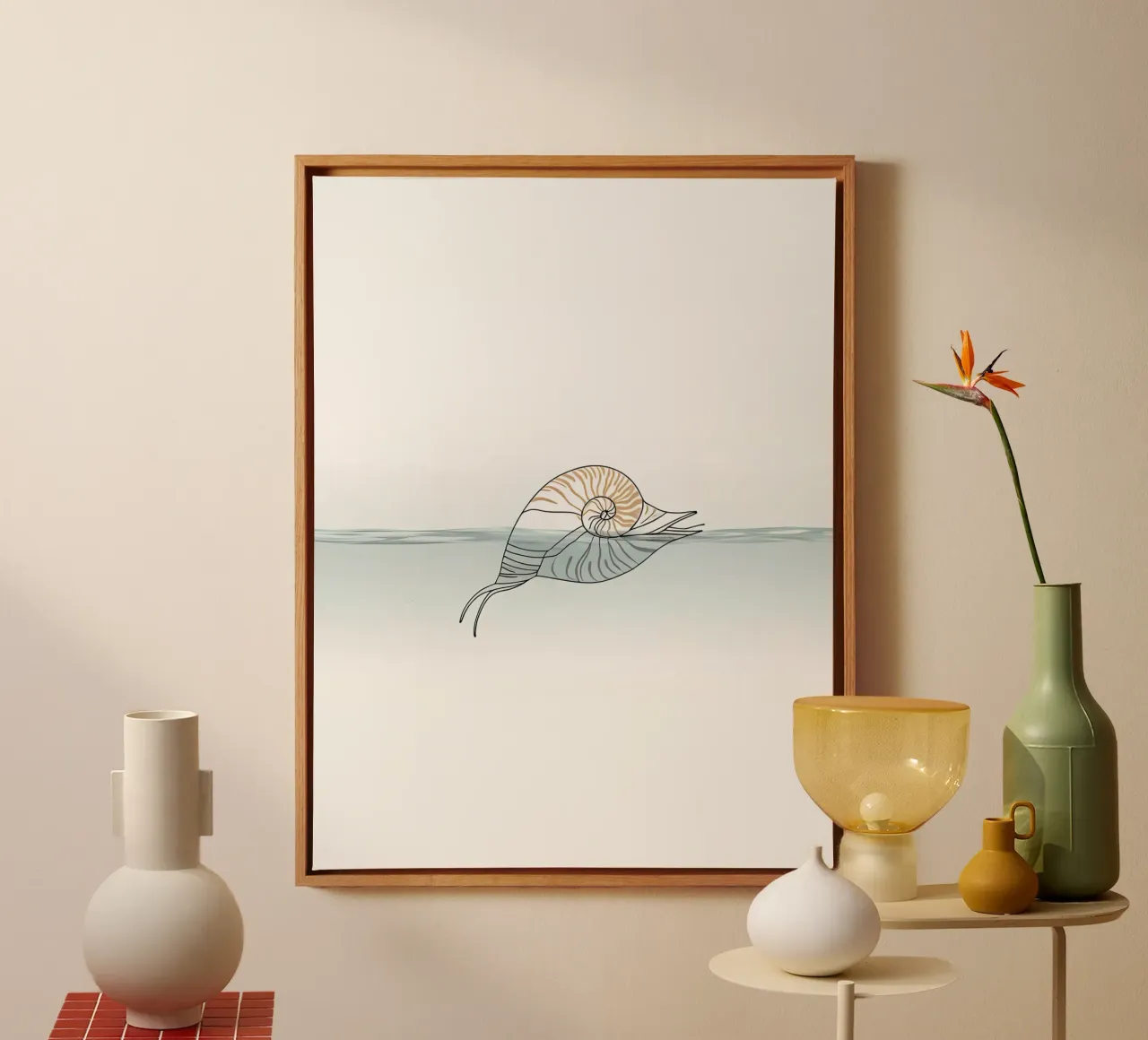 Seashell Minimalist Line Art canvas by Viv Line Art