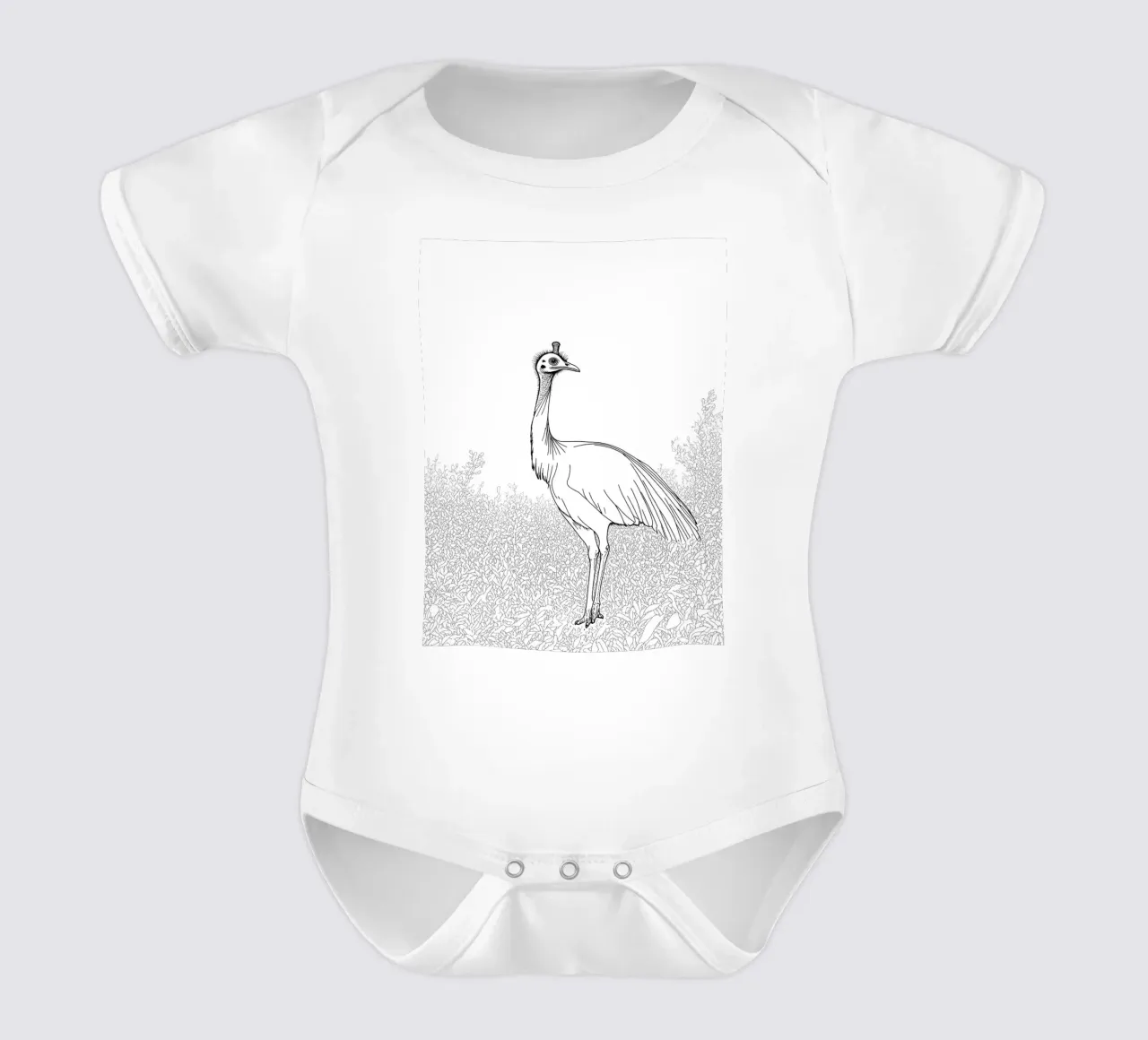 Cassowary Bird Minimalist Line Art short-sleeve baby romper by Viv Line Art