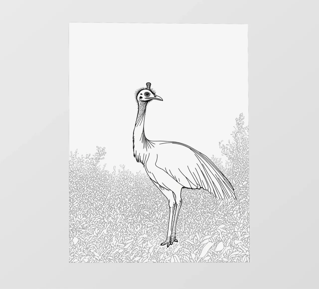 Uccello cassowary Line Art minimalista pellicola backlit da Viv Line Art