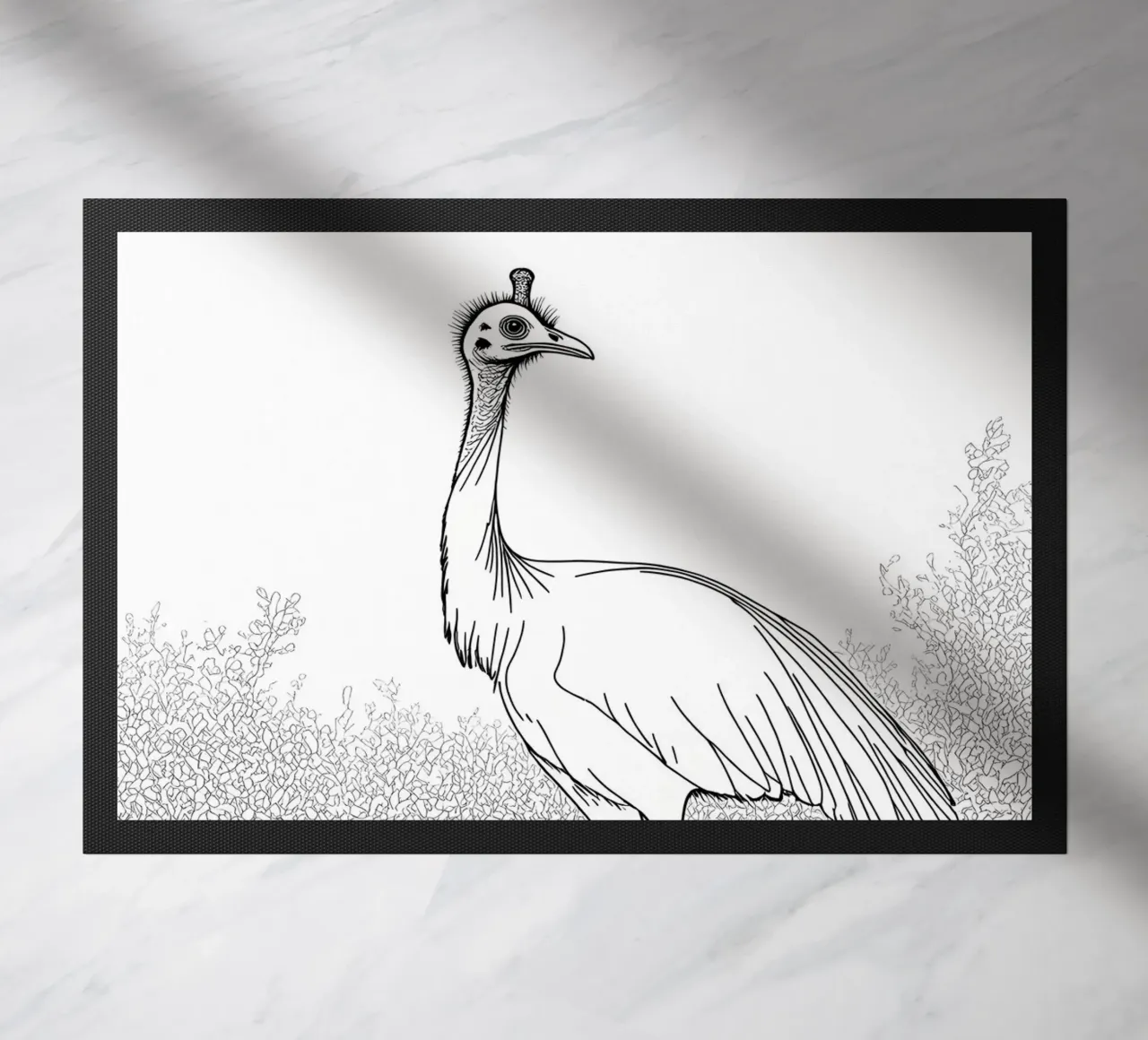 Uccello cassowary Line Art minimalista zerbino da Viv Line Art