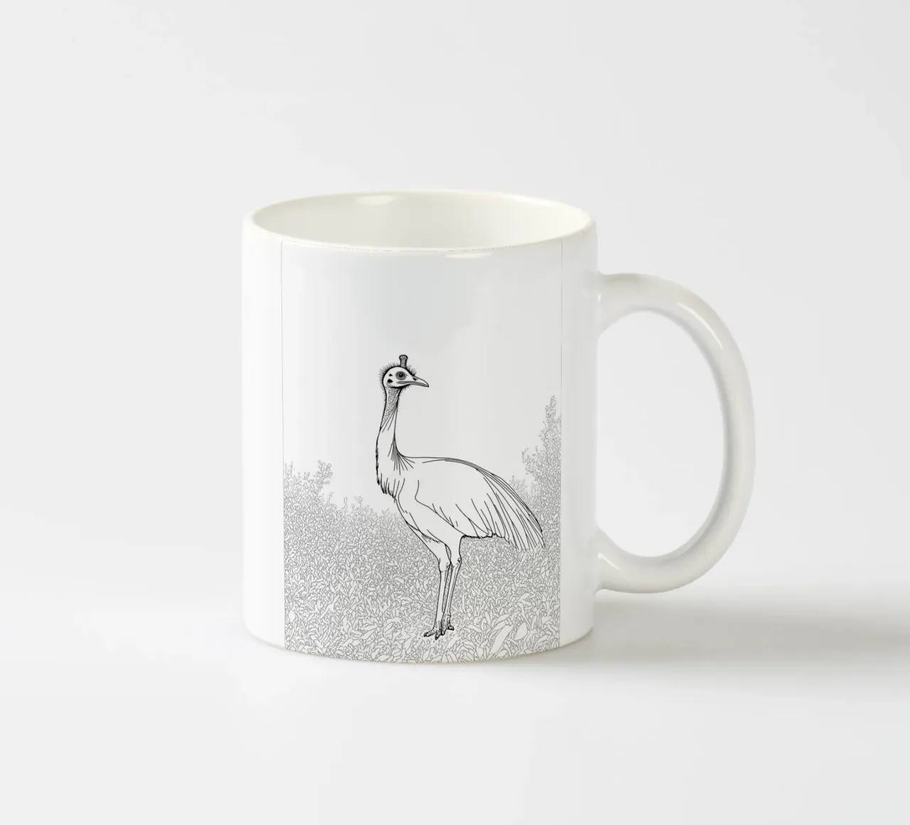 Uccello cassowary Line Art minimalista tazza in ceramica da Viv Line Art