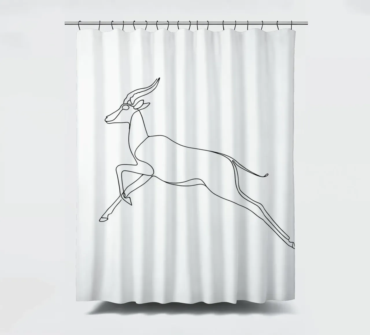 Antelope Jumping Minimalist Line Art shower curtain by Viv Line Art