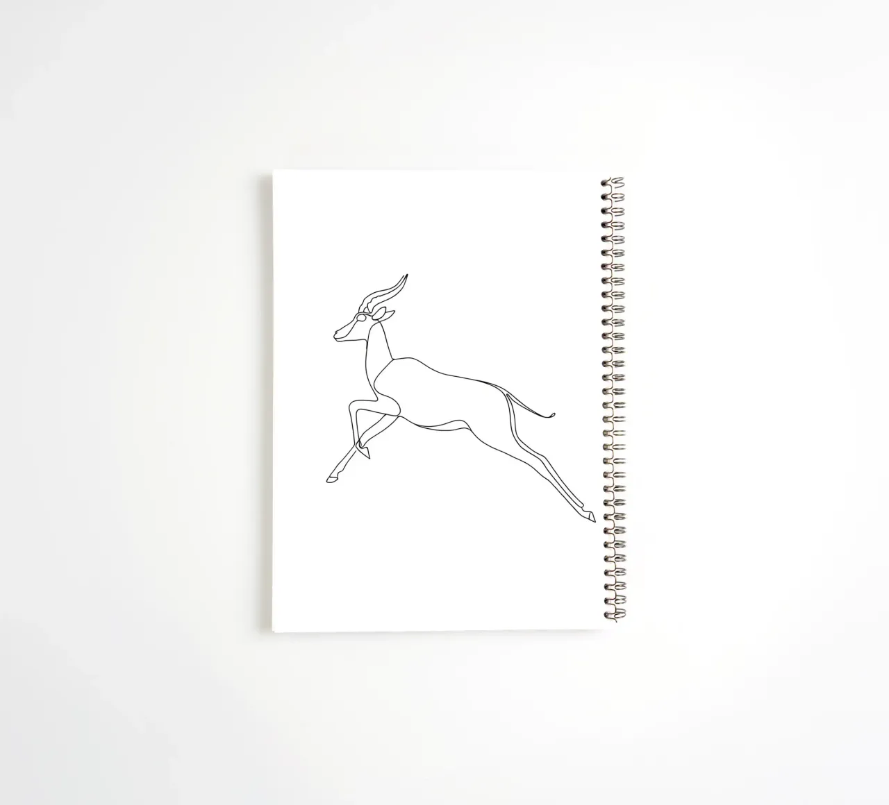 Antelope Jumping Minimalist Line Art spiral notebook by Viv Line Art