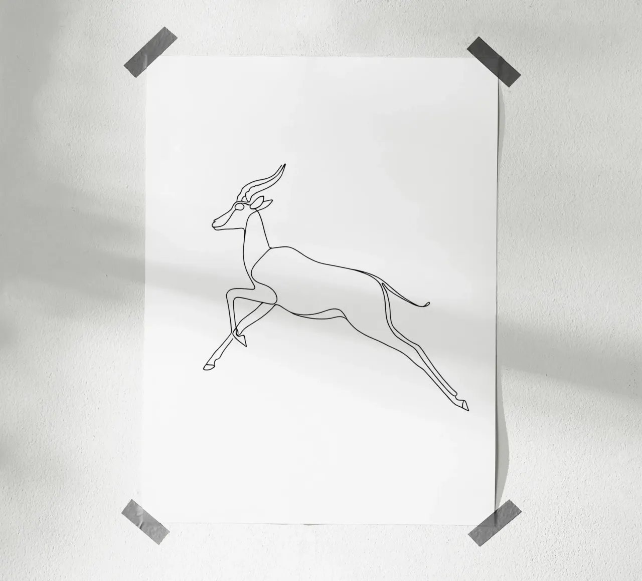 Antelope Jumping Minimalist Line Art hahnemühle by Viv Line Art