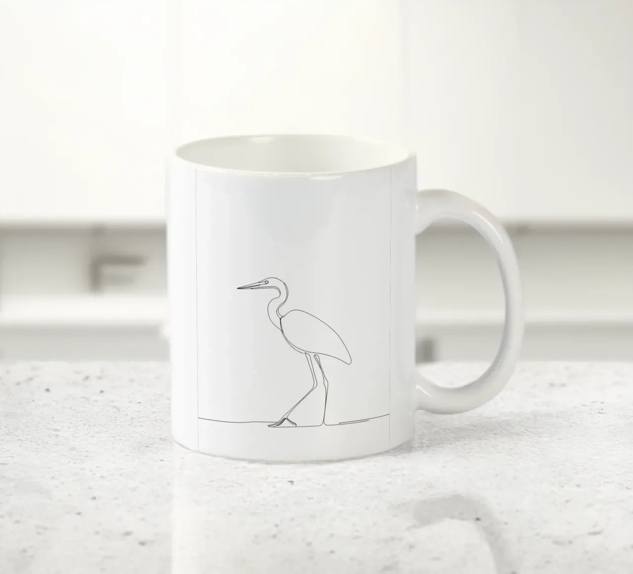 Airone che cammina Line Art minimalista tazza in ceramica da Viv Line Art