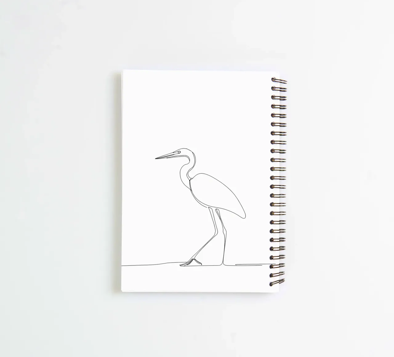 Heron Walking Minimalist Line Art spiral notebook by Viv Line Art