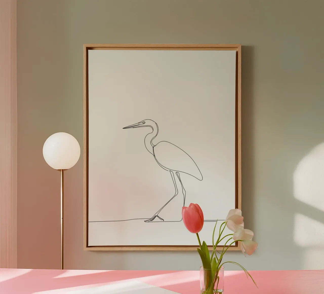 Heron Walking Minimalist Line Art canvas by Viv Line Art