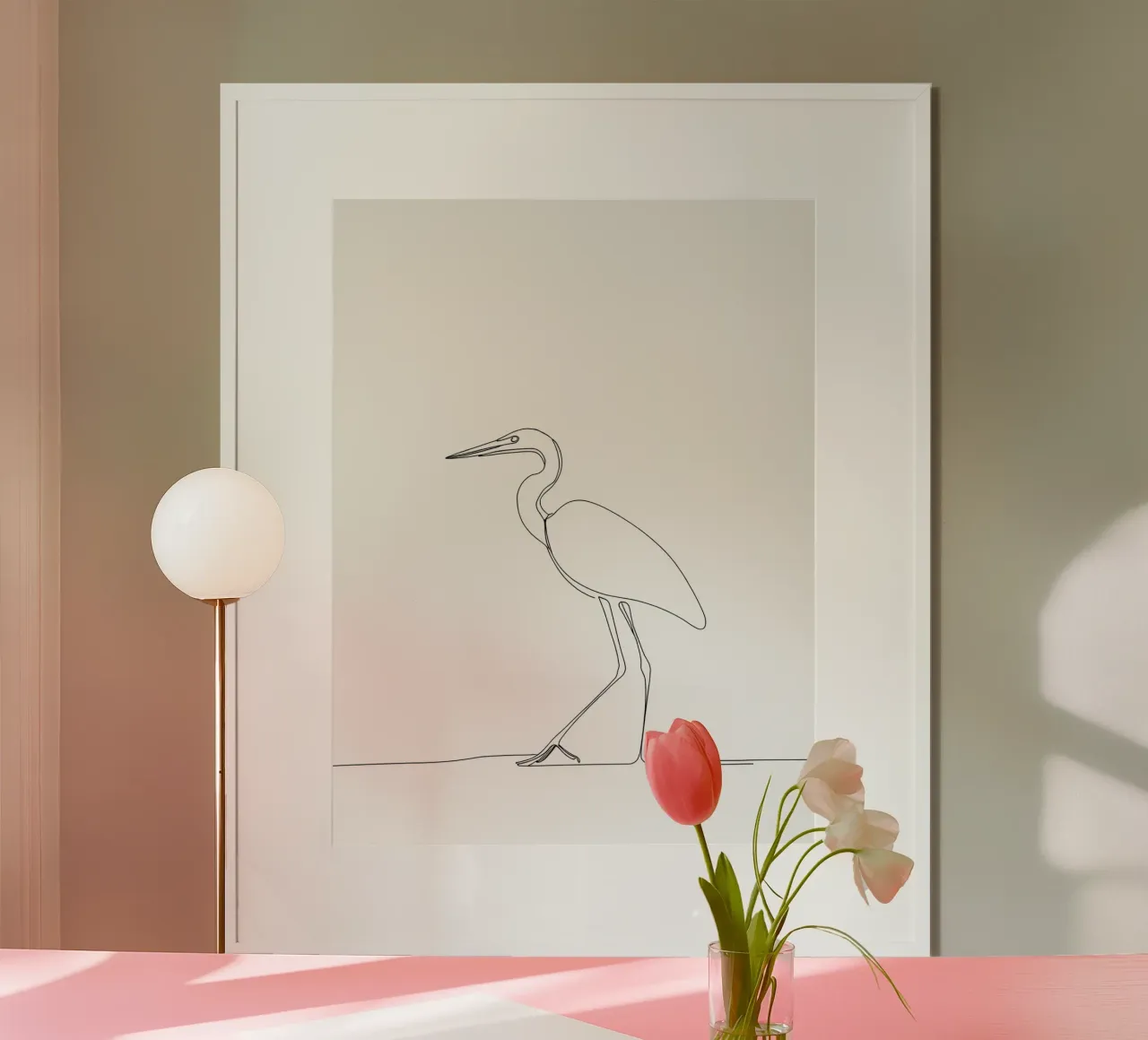 Heron Walking Minimalist Line Art hahnemühle by Viv Line Art