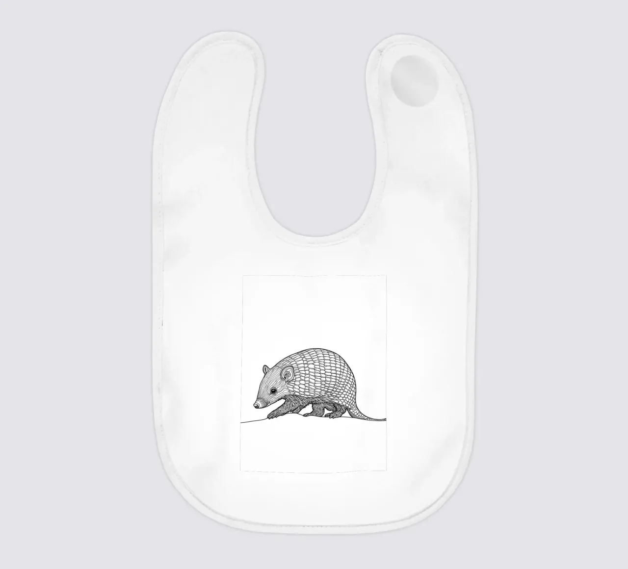 Armadillo Disegno lineare minimalista bavaglino da Viv Line Art
