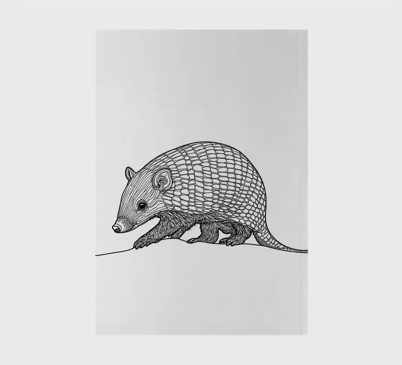 Armadillo Minimalist Line Art Drawing notebook by Viv Line Art