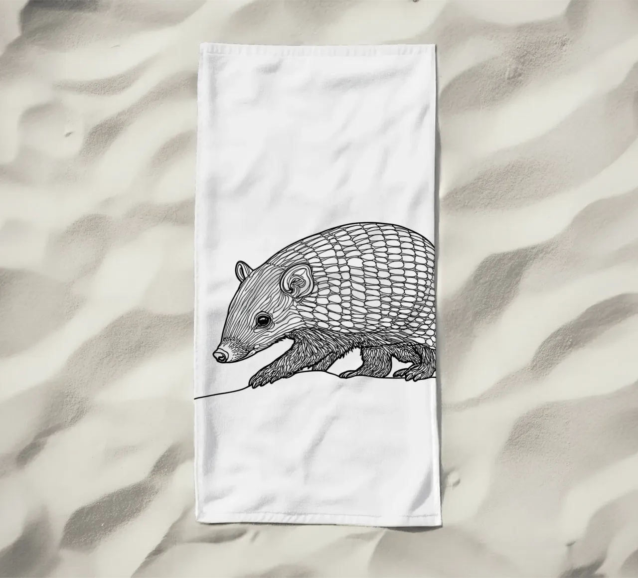 Armadillo Disegno lineare minimalista telo mare da Viv Line Art