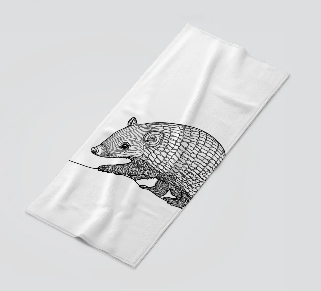 Armadillo Disegno lineare minimalista telo mare da Viv Line Art