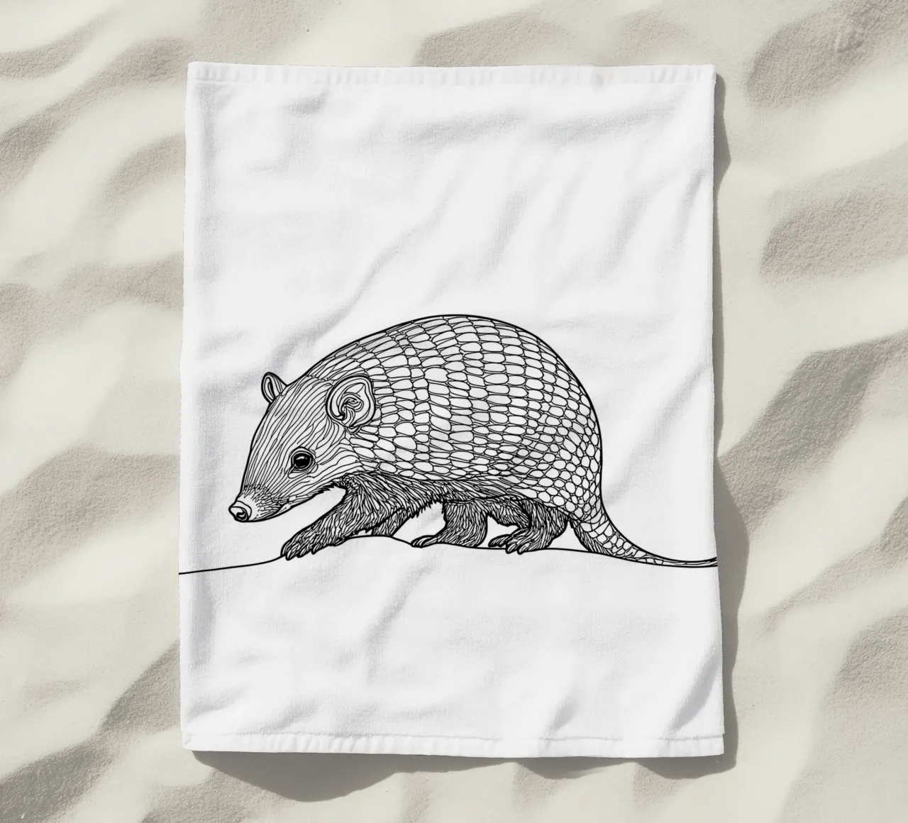 Armadillo Disegno lineare minimalista telo mare da Viv Line Art