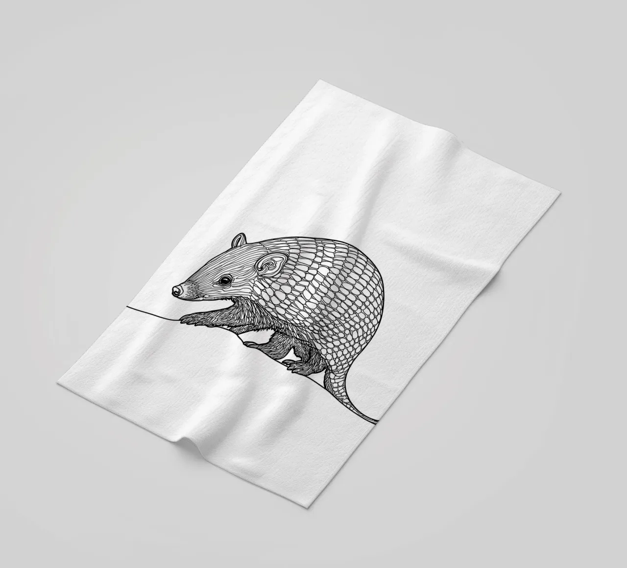 Armadillo Disegno lineare minimalista telo mare da Viv Line Art
