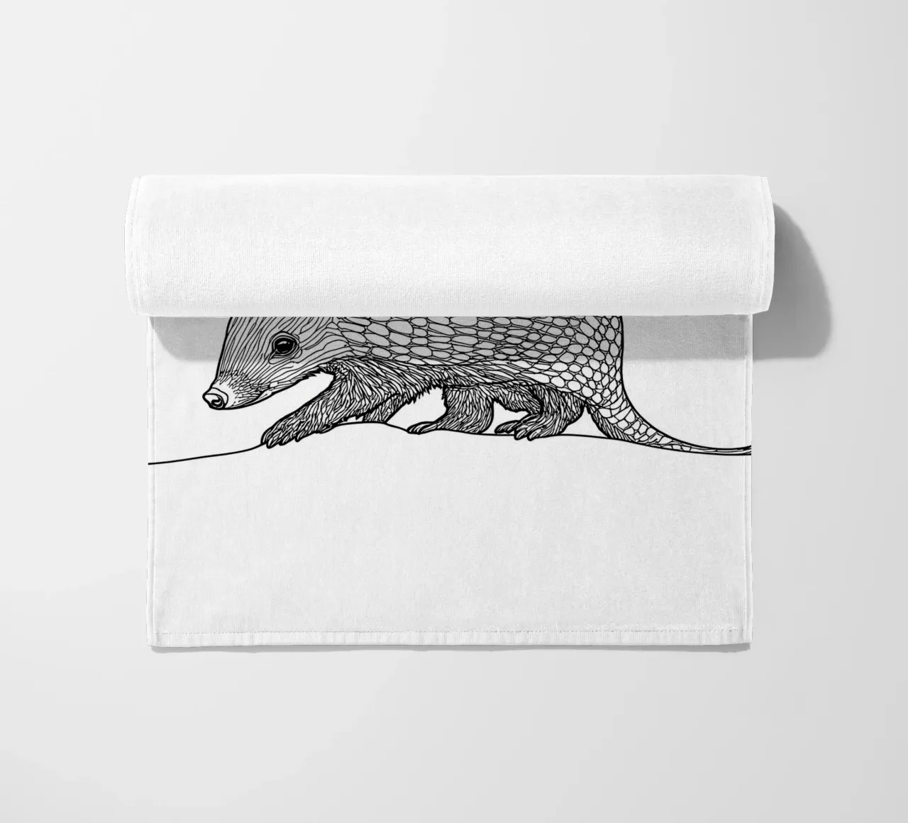 Armadillo Disegno lineare minimalista telo mare da Viv Line Art
