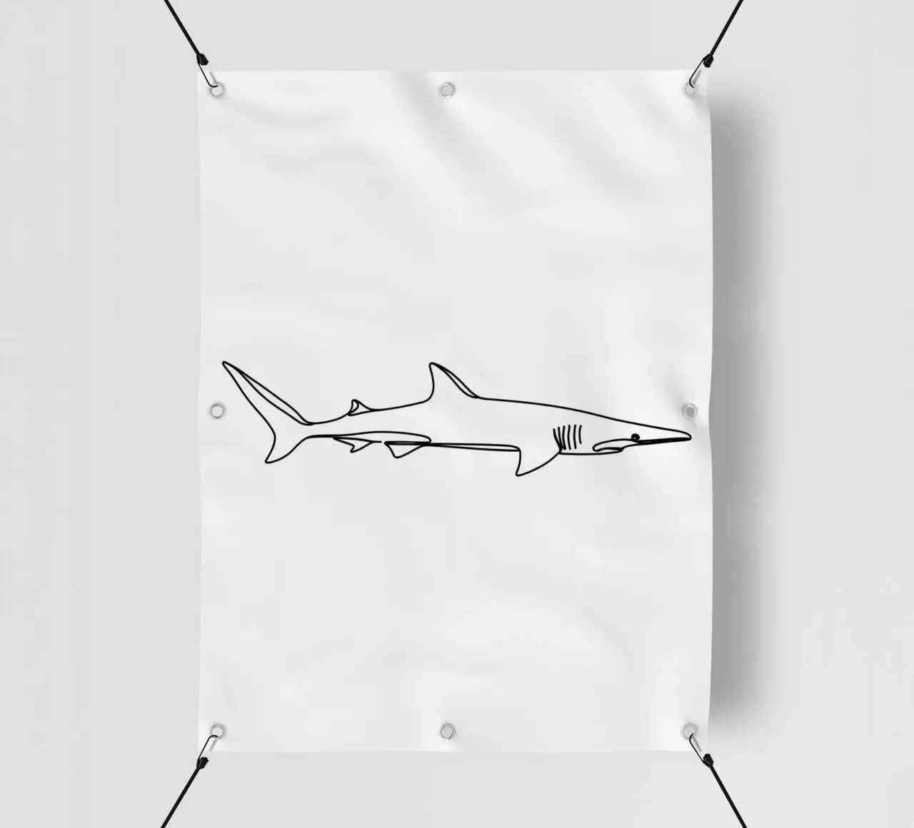 Line art minimalista dello squalo telo in pvc da Viv Line Art