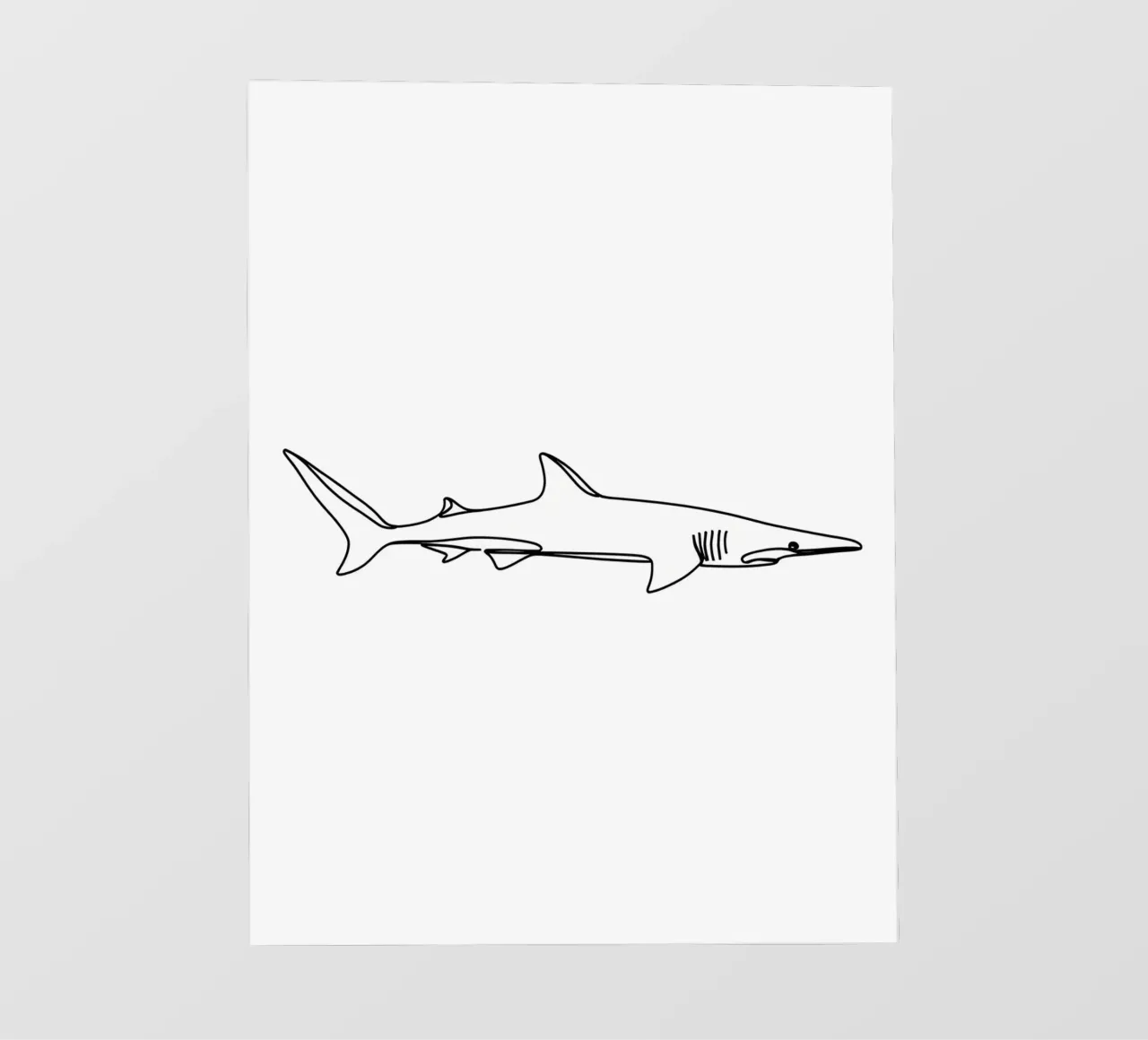 Line art minimalista dello squalo telo in pvc da Viv Line Art