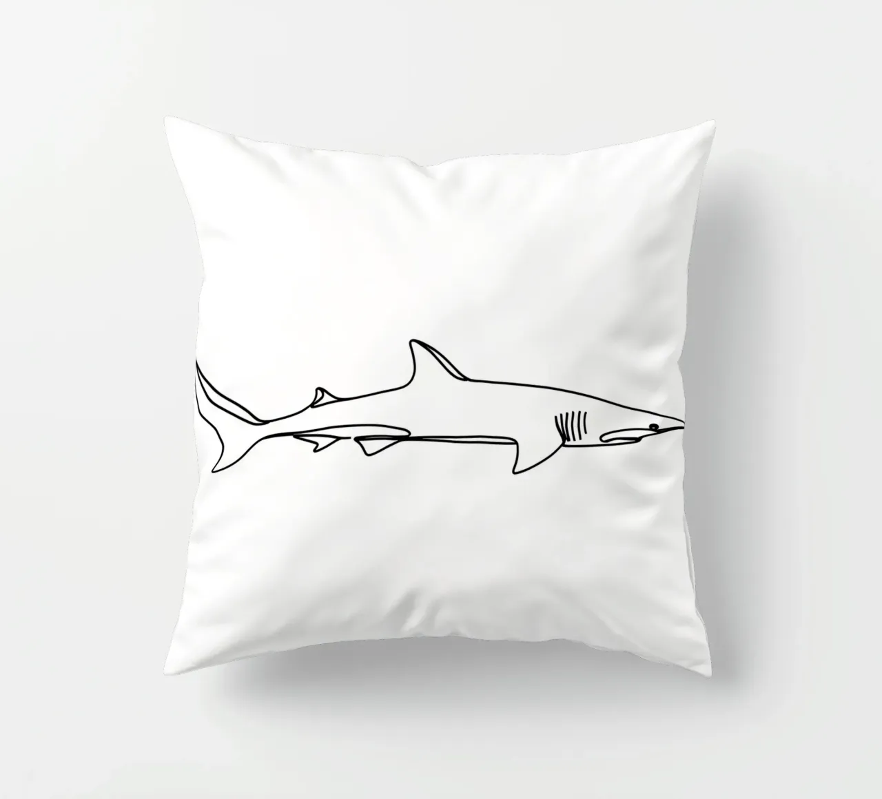Shark Minimalist Line Art decorative cushion by Viv Line Art