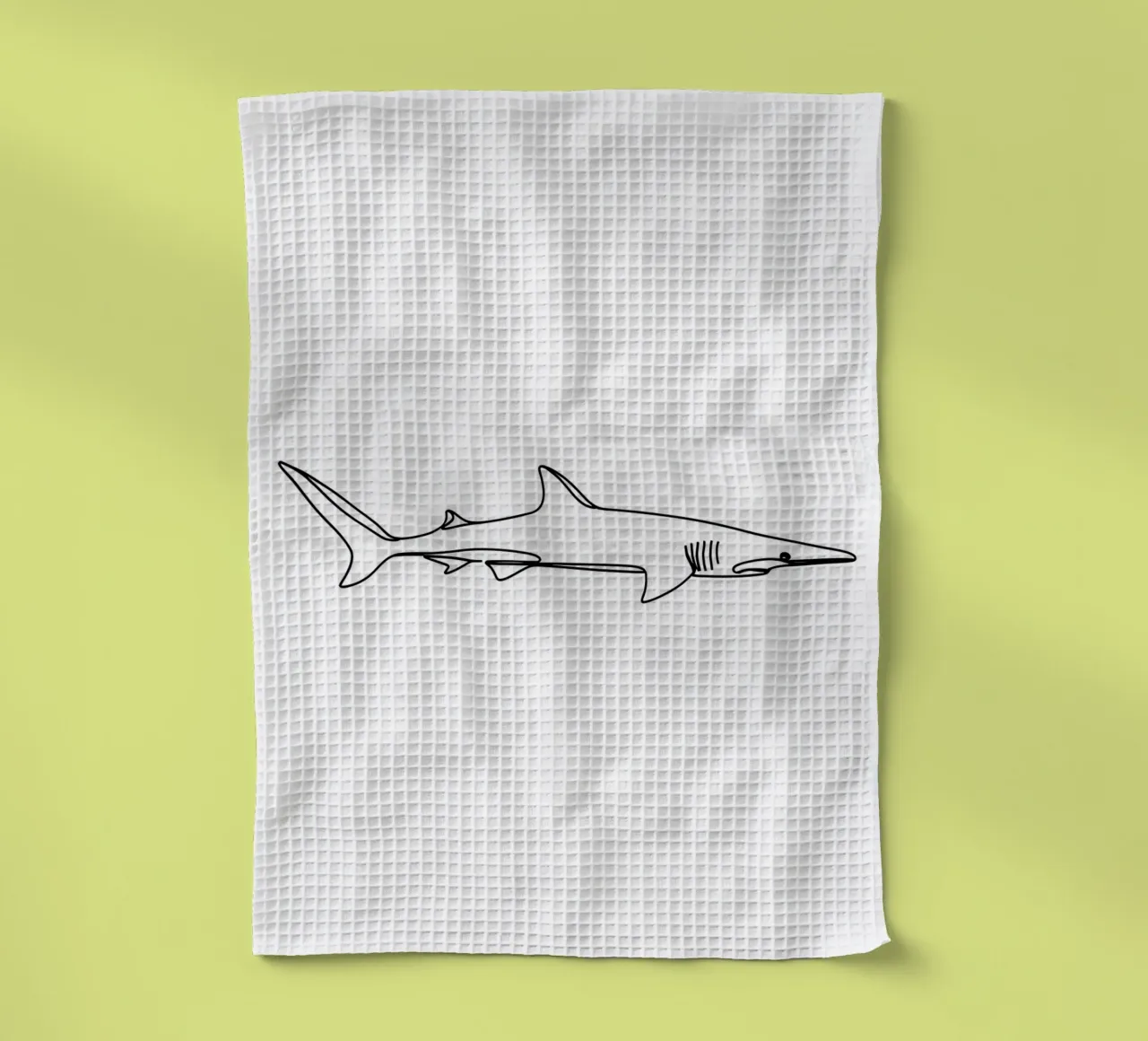 Line art minimalista dello squalo canovaccio da cucina da Viv Line Art
