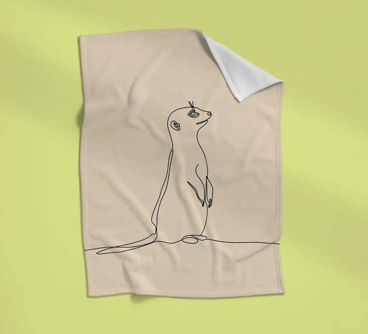 Meerkat Minimalist Line Art fleece blanket by Viv Line Art