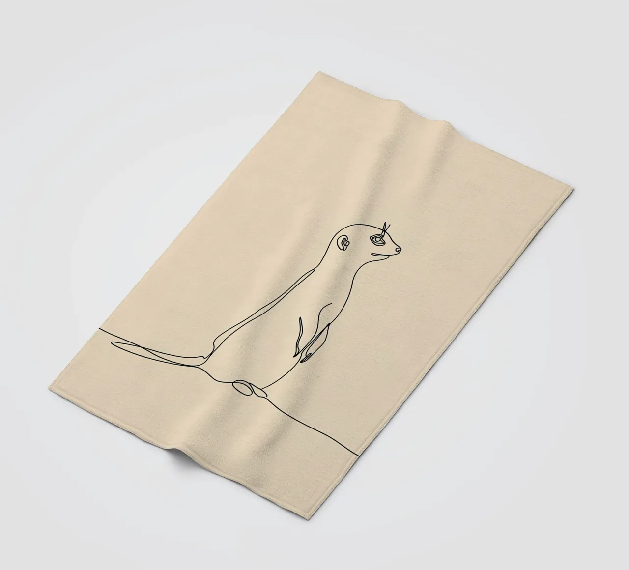 Meerkat Minimalist Line Art fleece blanket by Viv Line Art
