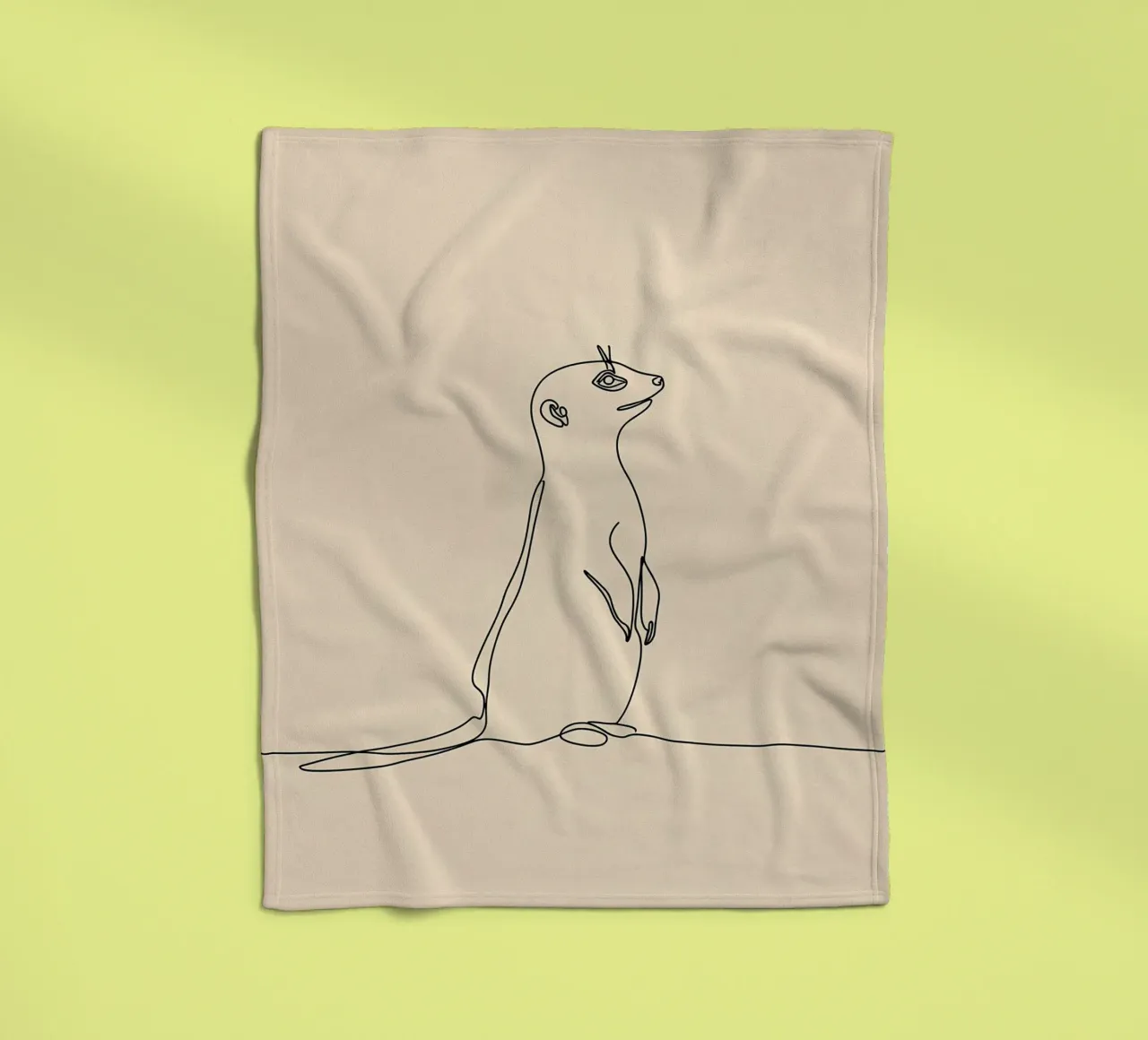 Meerkat Minimalist Line Art fleece blanket by Viv Line Art