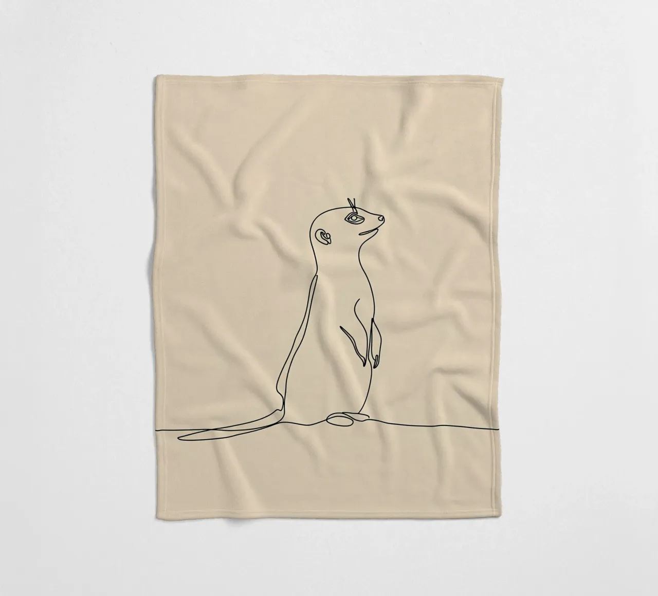 Meerkat Minimalist Line Art fleece blanket by Viv Line Art