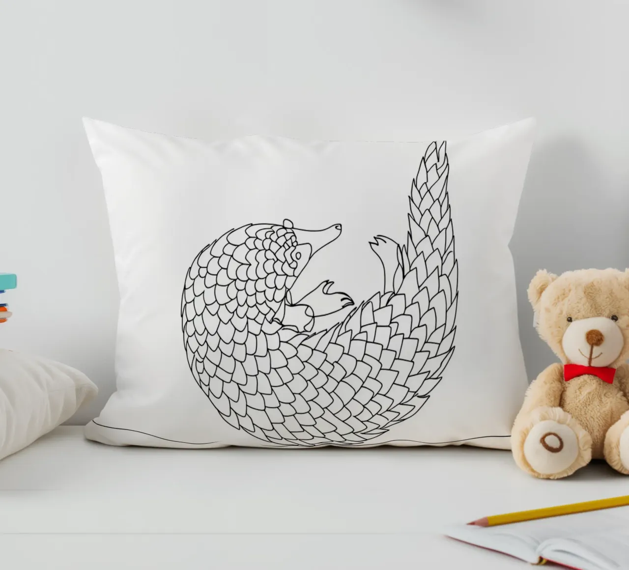 Line art minimalista del pangolino cuscino da Viv Line Art