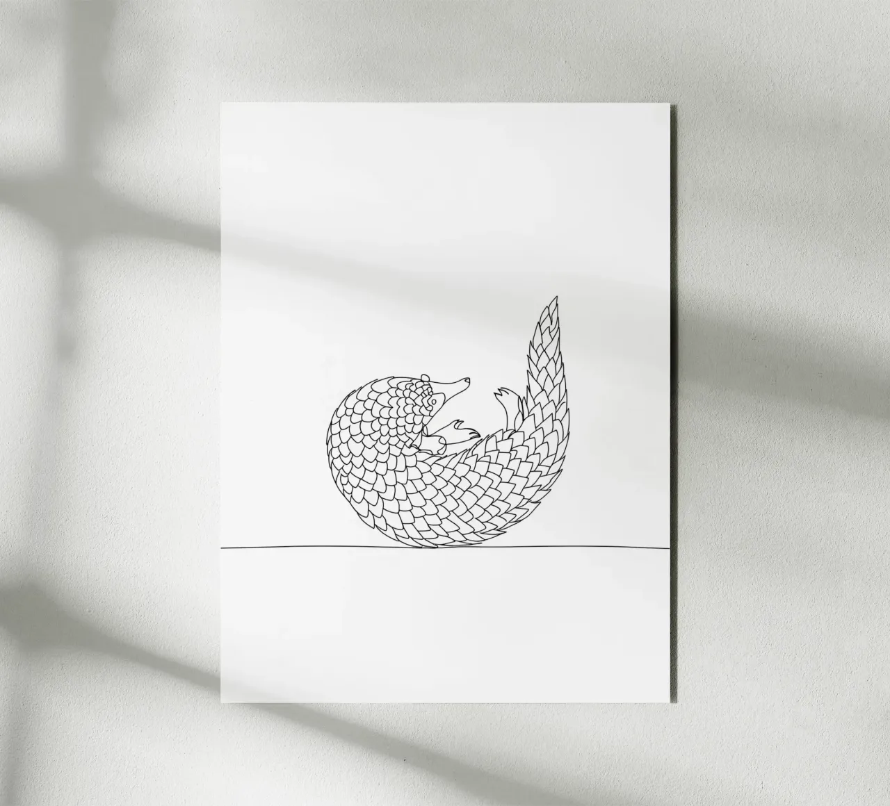 Line art minimalista del pangolino alluminio dibond da Viv Line Art