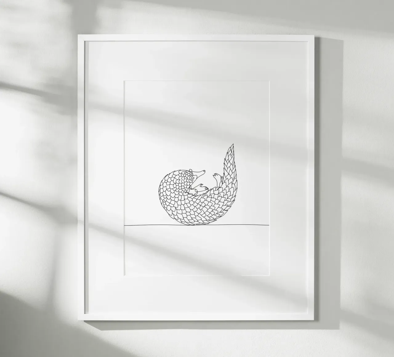Line art minimalista del pangolino carta hahnemühle da Viv Line Art