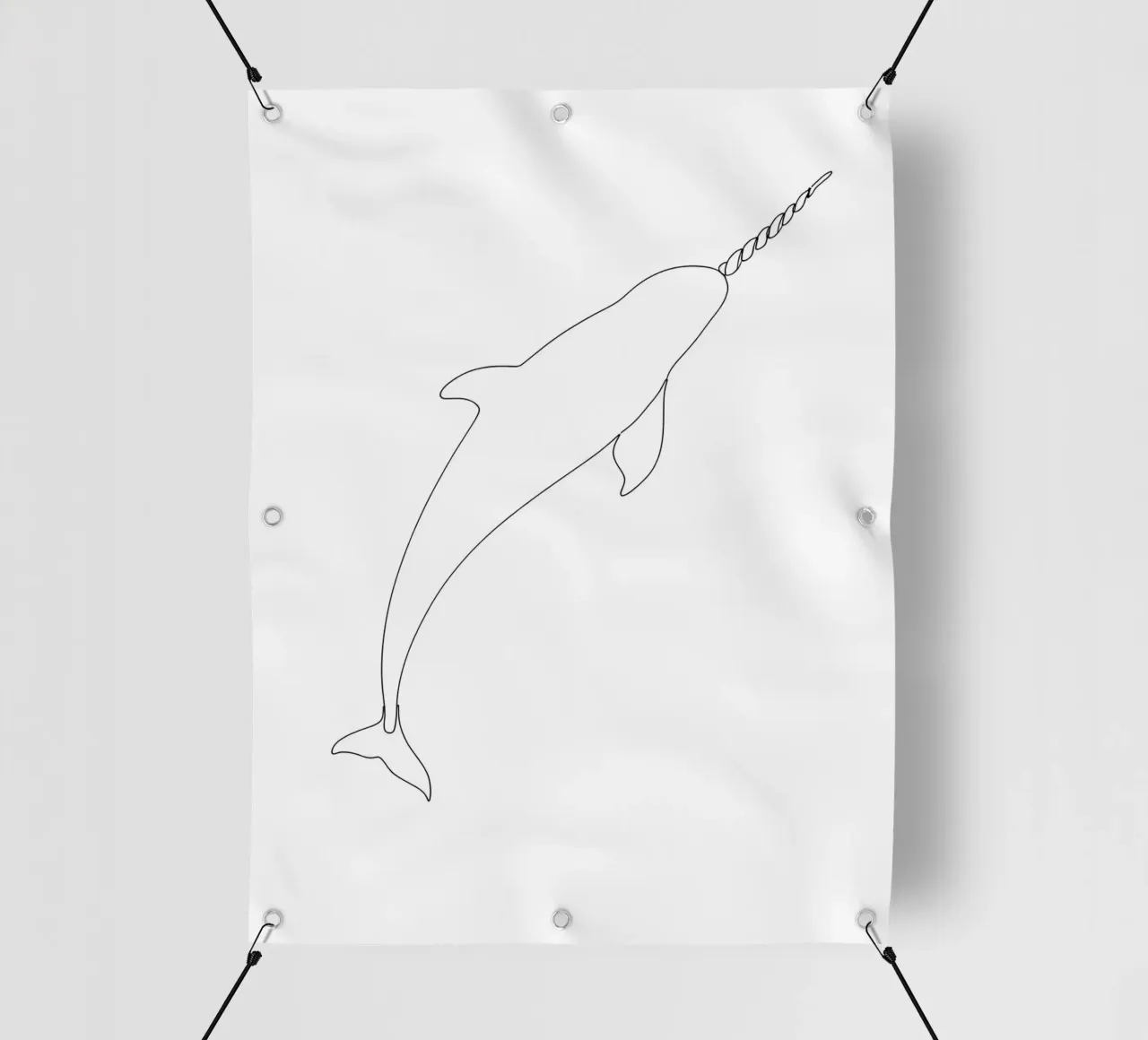 Line art minimalista del narvalo telo in pvc da Viv Line Art