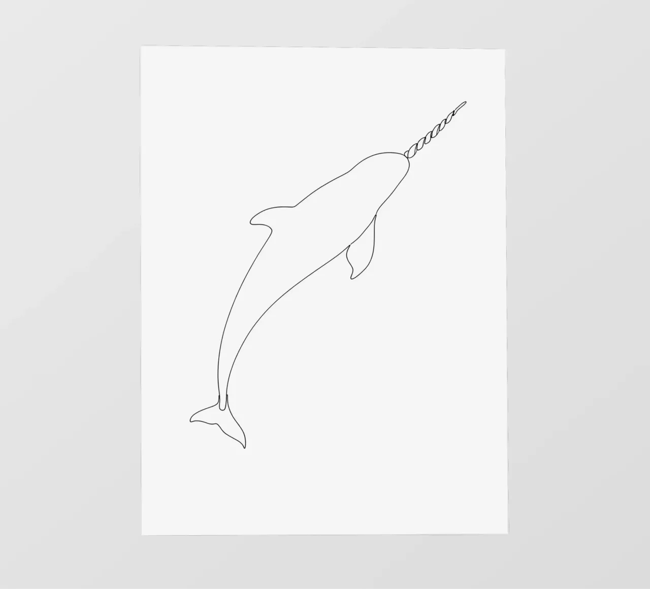 Line art minimalista del narvalo telo in pvc da Viv Line Art