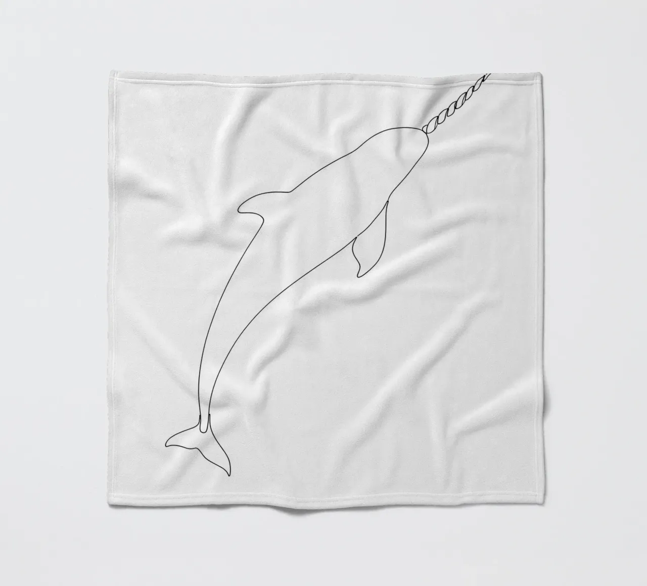 Narwhal Minimalist Line Art fleece blanket by Viv Line Art