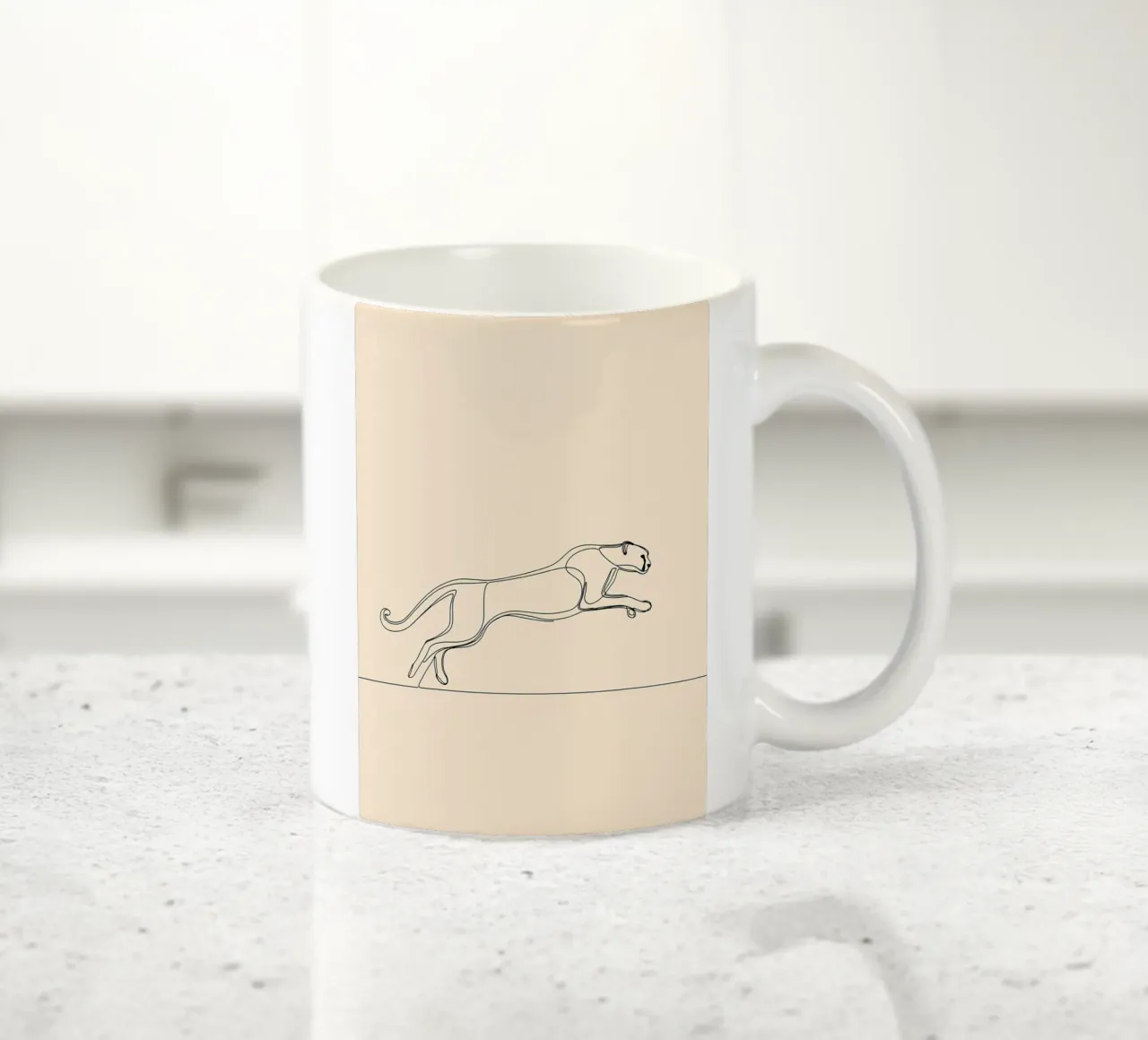 Leopardo che corre Line Art minimalista tazza in ceramica da Viv Line Art