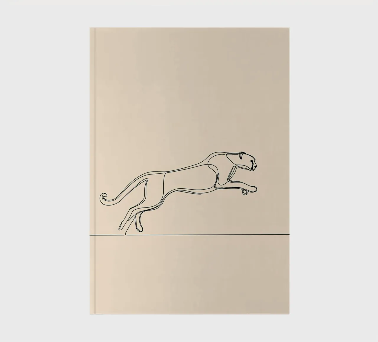 Leopard Running Minimalist Line Art Notizbuch von Viv Line Art