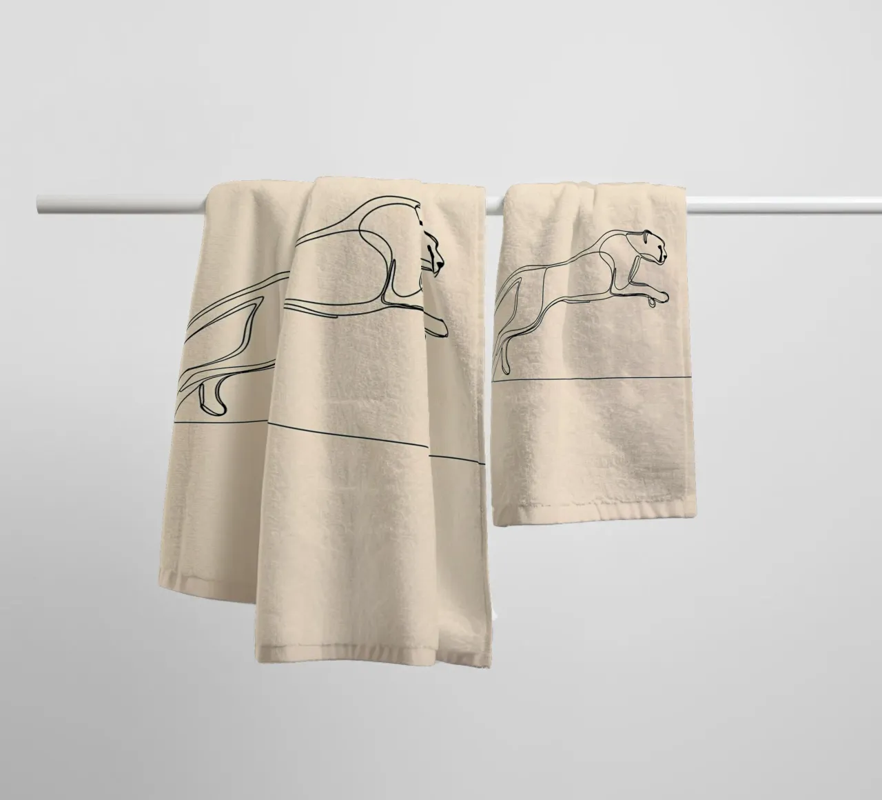 Leopard Running Minimalist Line Art towel by Viv Line Art
