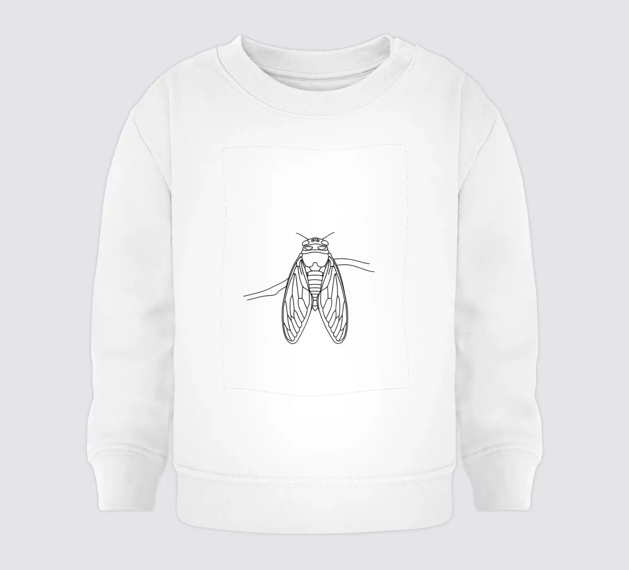 Cicala Line Art minimalista felpa neonato da Viv Line Art