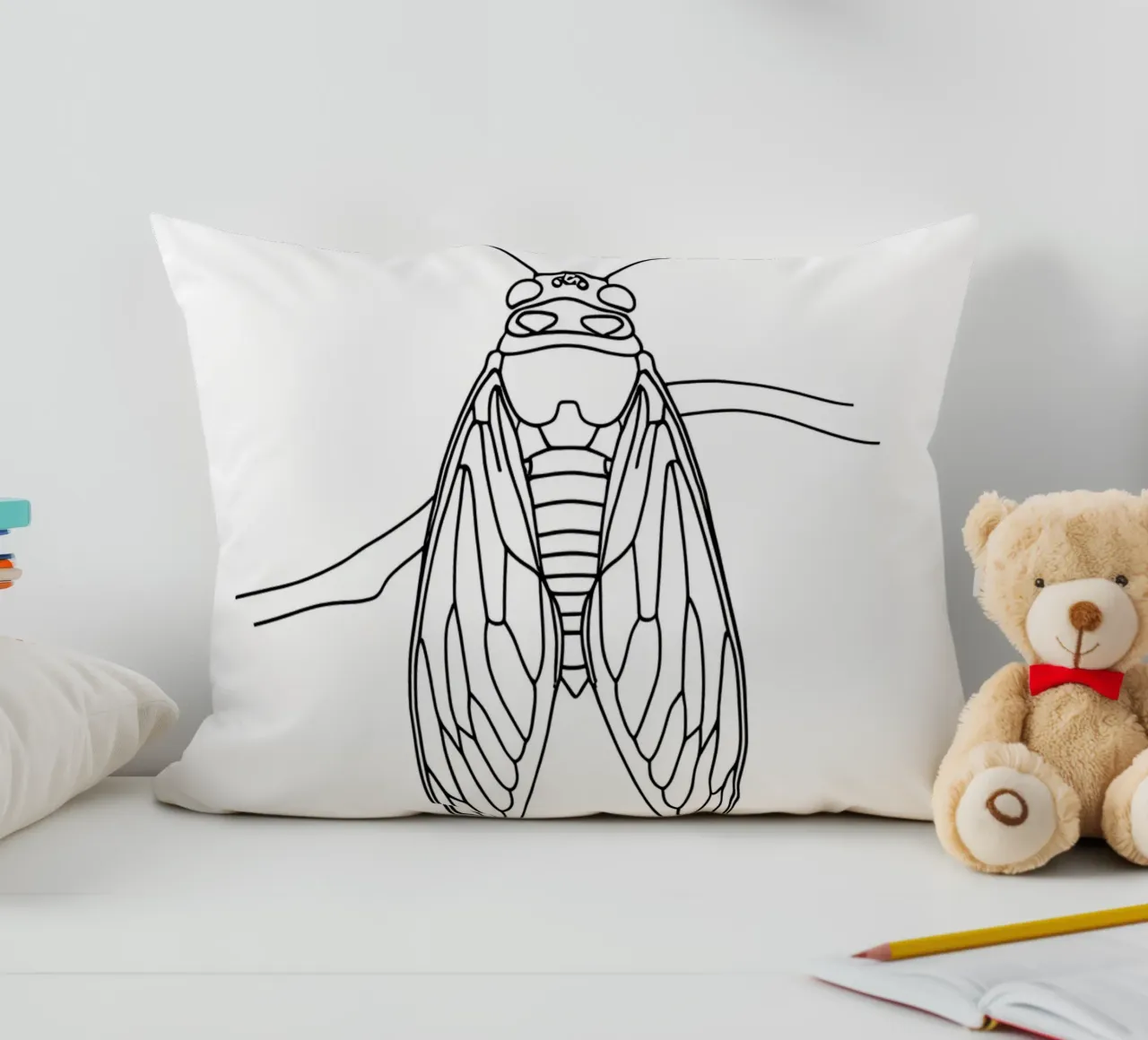 Cicala Line Art minimalista cuscino da Viv Line Art