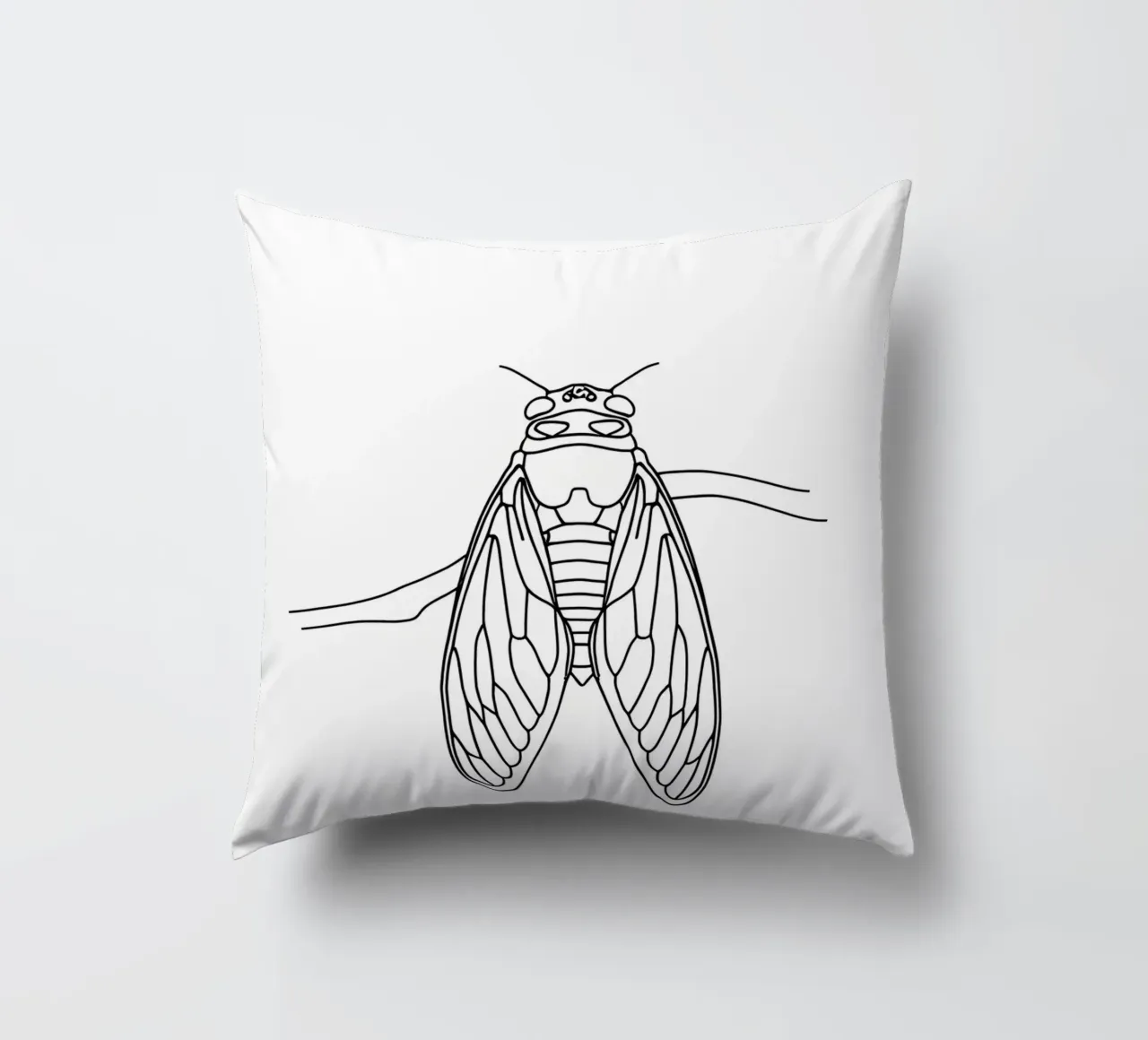 Cicala Line Art minimalista cuscino da Viv Line Art