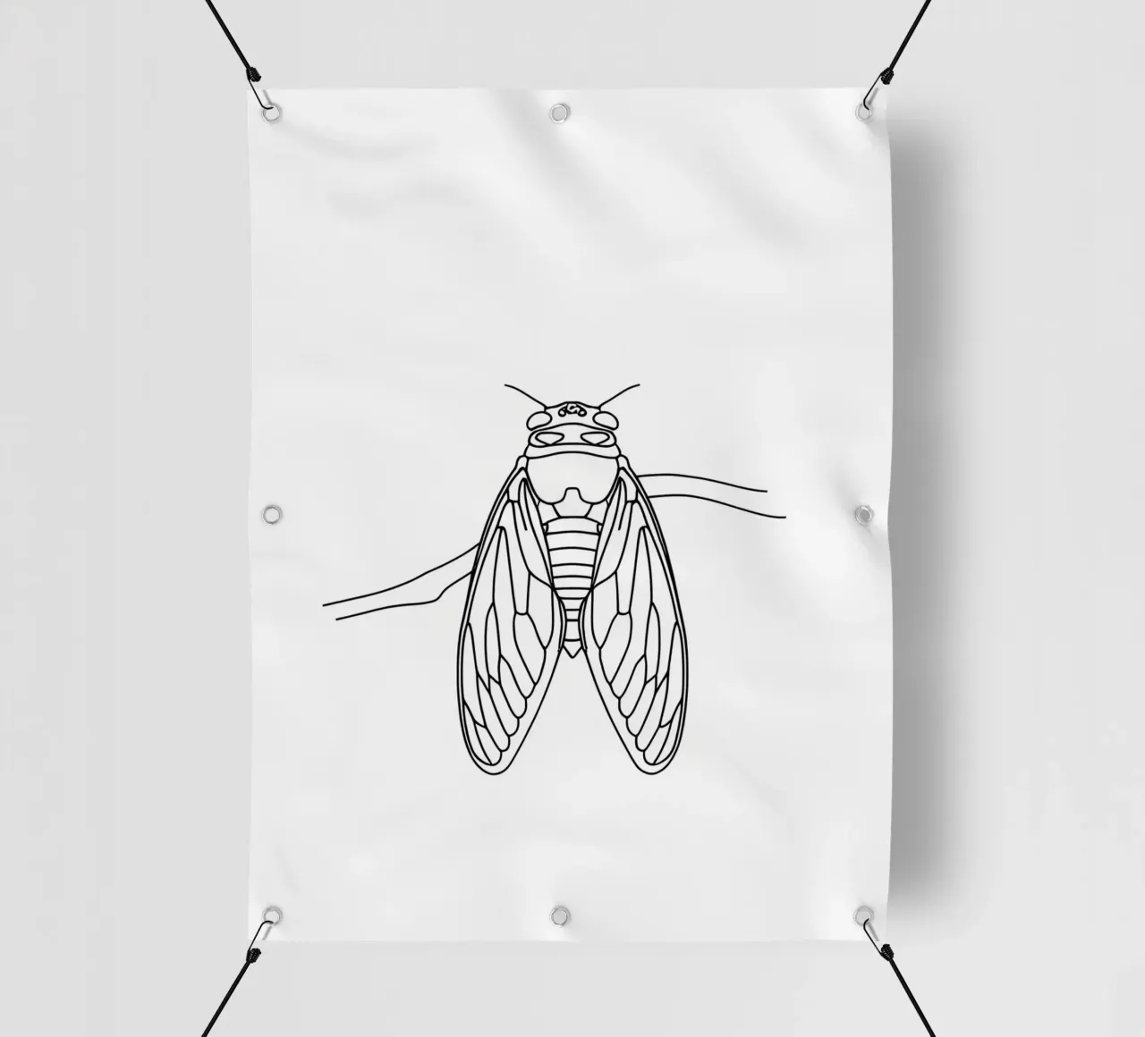Cicala Line Art minimalista telo in pvc da Viv Line Art