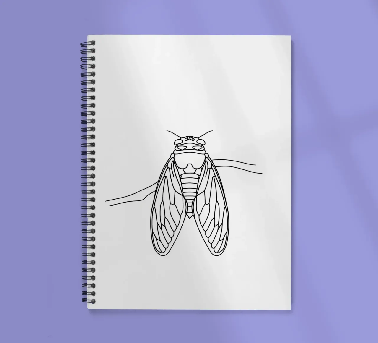 Cicada Minimalist Line Art spiral notebook by Viv Line Art