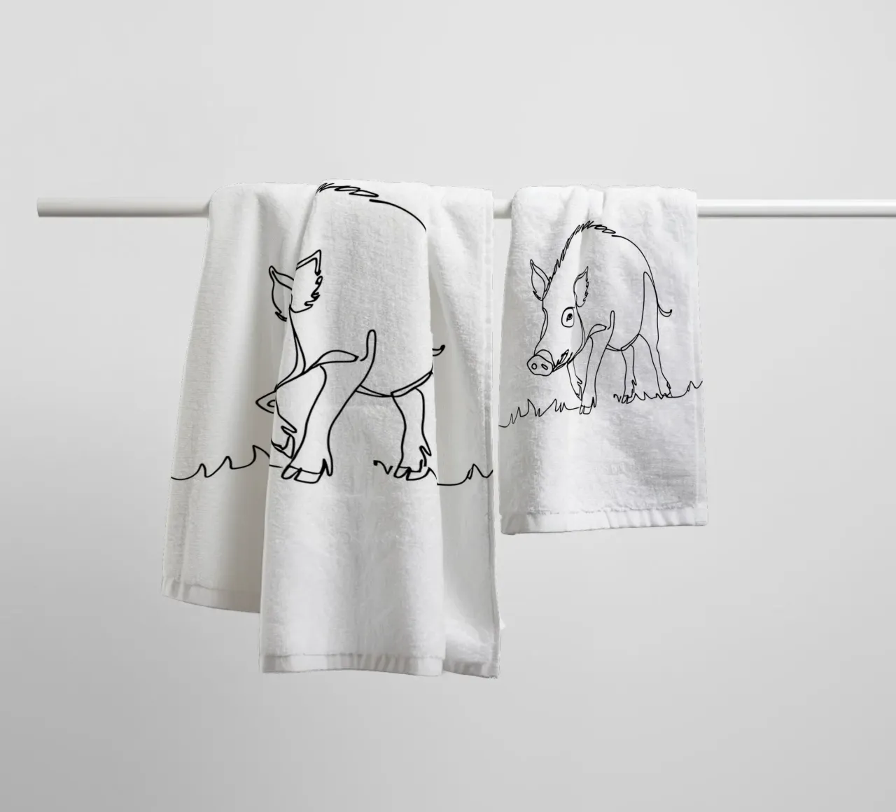 Boar Minimalist Line Art towel by Viv Line Art