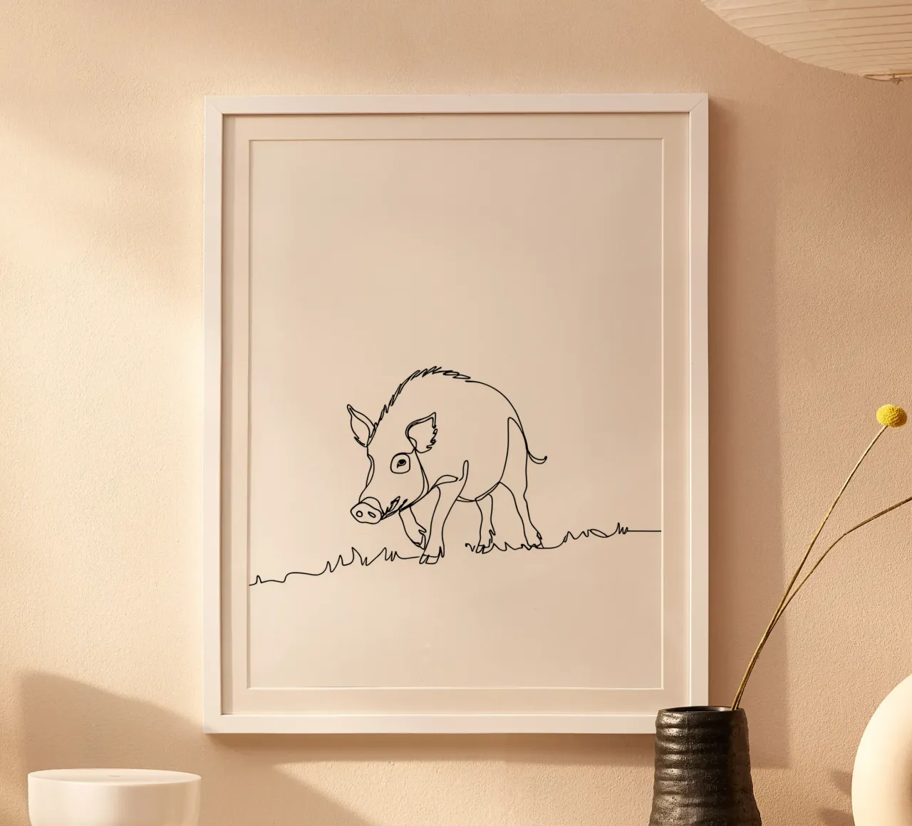 Boar Minimalist Line Art hahnemühle by Viv Line Art