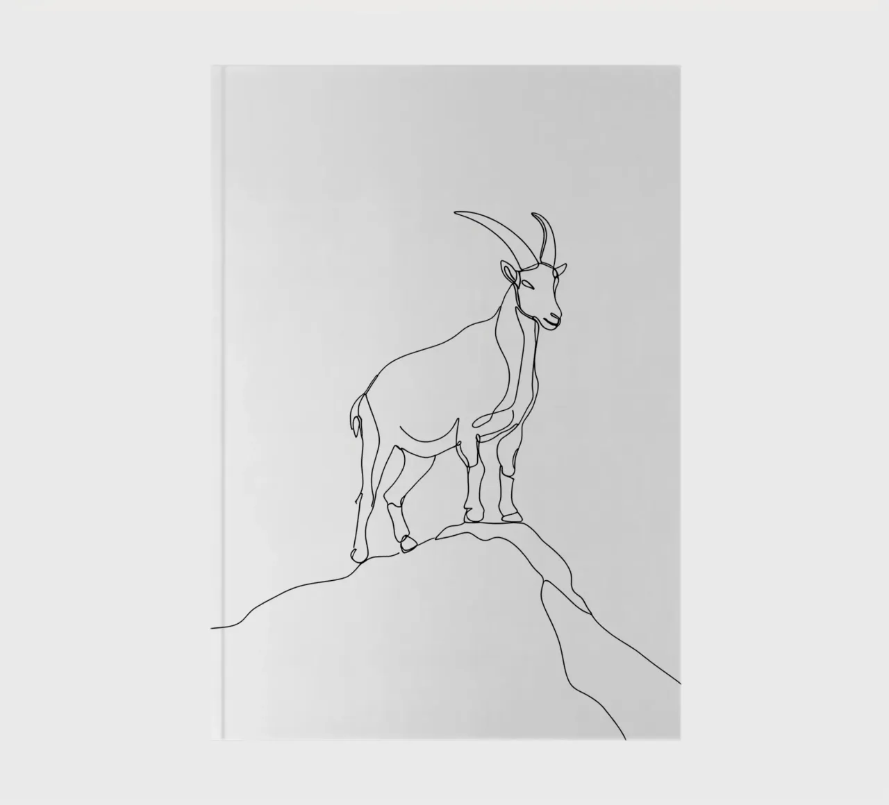 Goat at Mountain Minimalist Line Art notebook by Viv Line Art