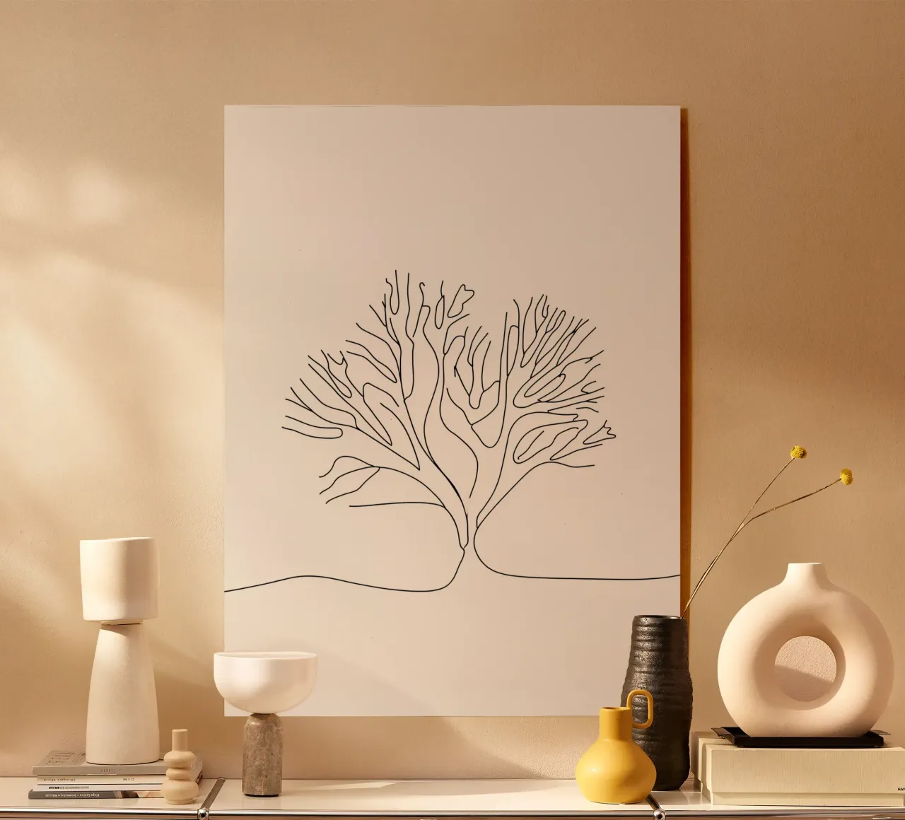 Line art minimaliste di corallo plexiglass da Viv Line Art