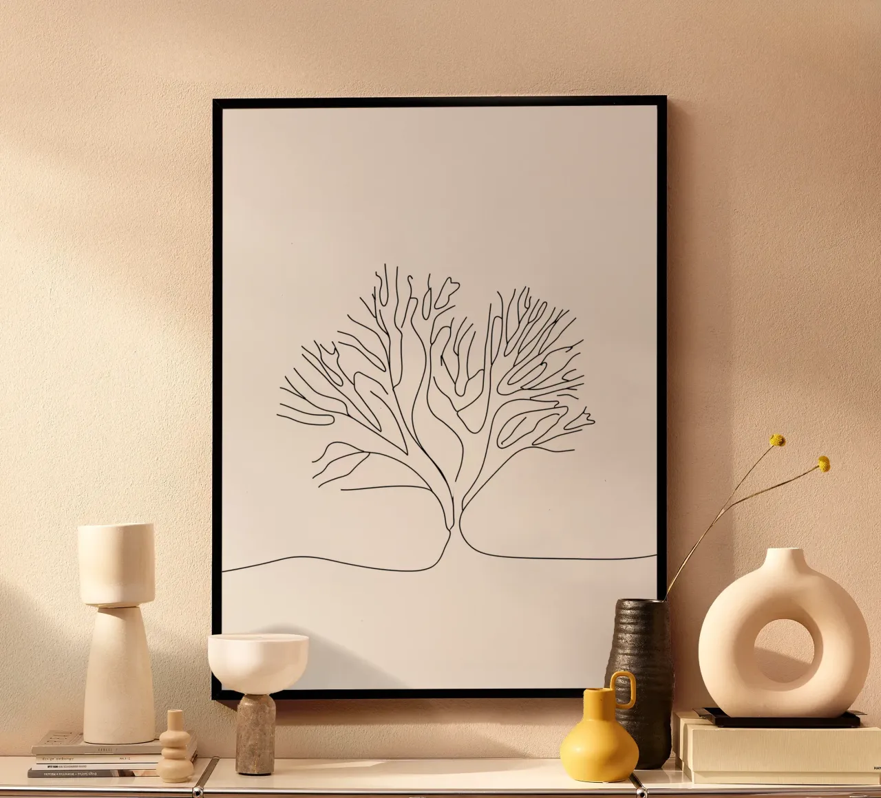 Line art minimaliste di corallo carta hahnemühle da Viv Line Art