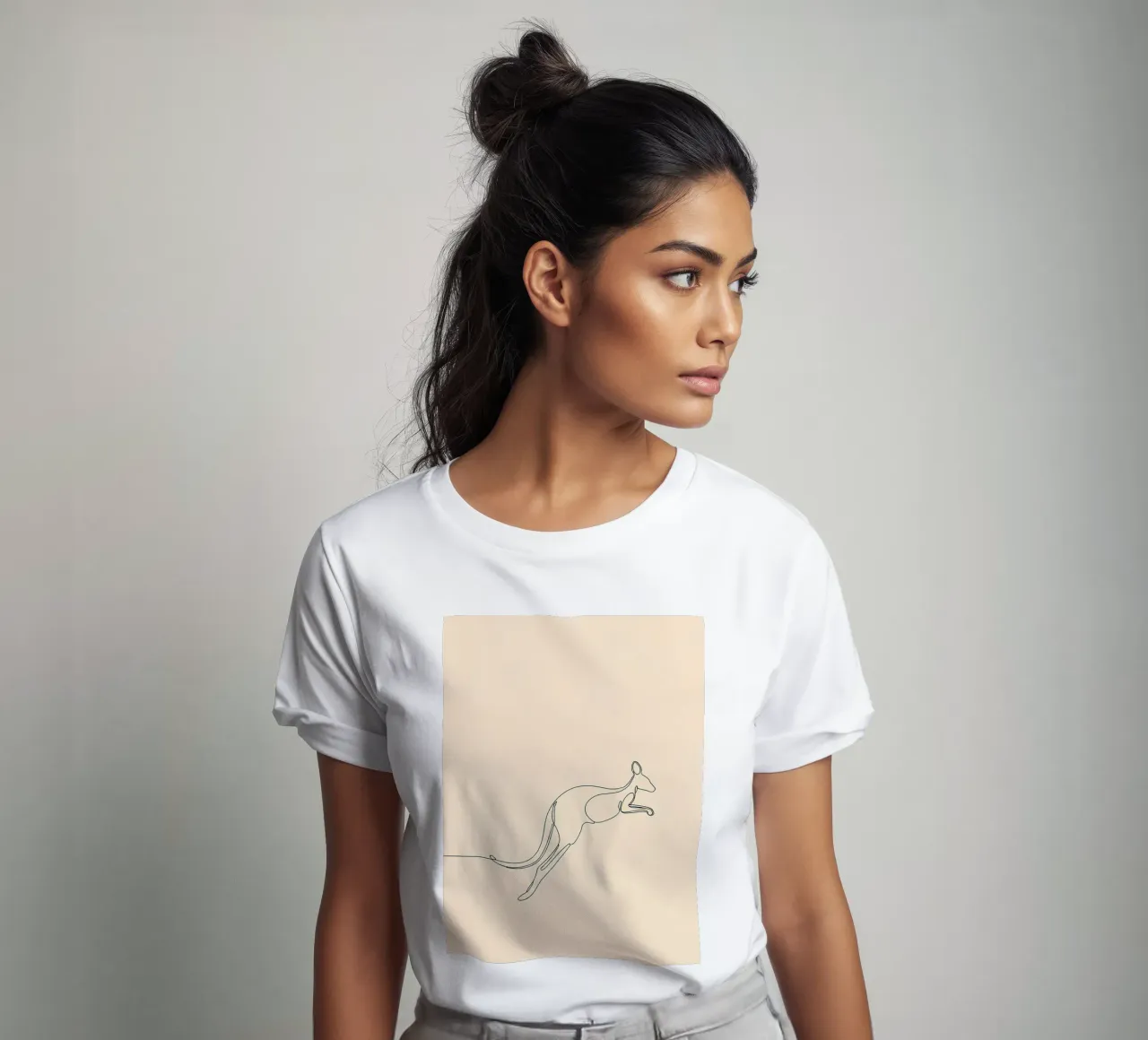 Kangaroo Jumping Minimalist Line Art t-shirt by Viv Line Art